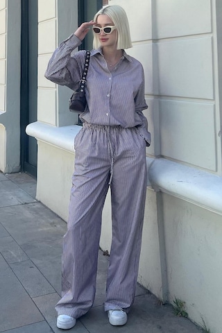 Madmext Bordo Uzun Kollu Çizgili Gömlek Pantolon İkili Takım Mg2124-bordo Bordo