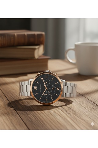 For Motion Erkek Kol Saati Altın Renk, Siyah Kadran - Fm.13507fm.02, 2 Yıl Garantili Bakır