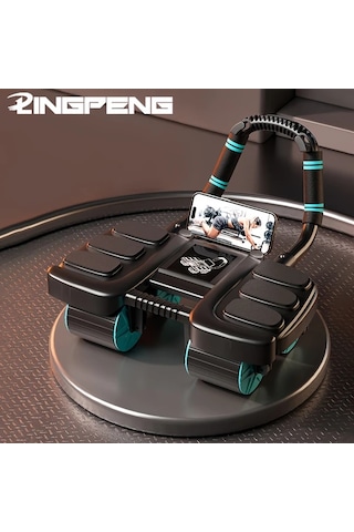 Honeybeeshop Lingpeng Akıllı Ab Roller Otomatik Geri Dönüş 4 Tekerlekli Karın Kası Aleti Siyah