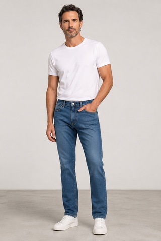 Bihan Store Erkek Slim Fit Esnek Denim Jean Pantolon Mc Clap 008-mavi