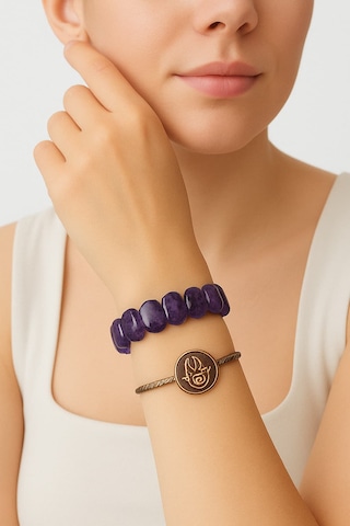 Ametist Taşı Bileklik - Doğal Taş Zihinsel Denge Ve Ruhsal Huzur Mor