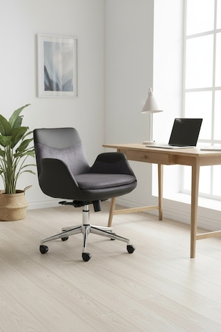 Upstyle Lodos Kumaş Ergonomik Çalışma Koltuğu Füme Krom 65 90 65 Cm