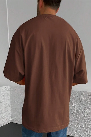 Erkek Beach Baskılı Oversize Tshirt Kahverengi