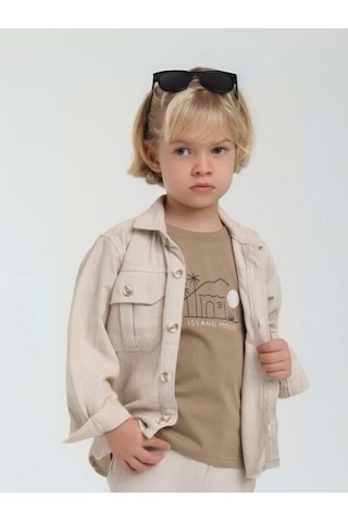 Erkek Bebek Çift Cepli Keten Ceket-15624 Bej