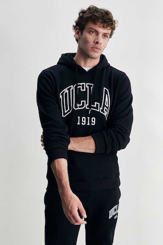 Ucla Jepsen Siyah Kapüşonlu Nakışlı Standard Fit Erkek Sweatshirt Siyah