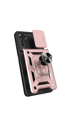 Xiaomi Redmi Note 11 Pro 4g Kılıf Magnetik Standlı Kamera Korumalı Zore Sürgülü Vega Kapak Mavi