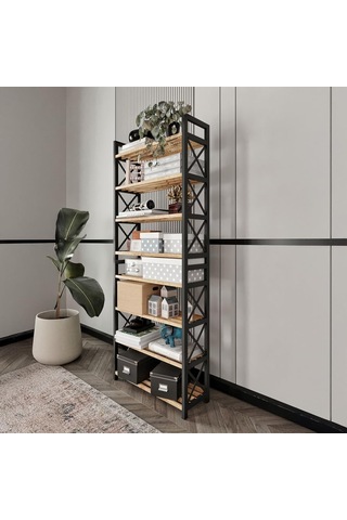 8 Katlı Çok Amaçlı Raf Ayakkabılık 47x18x127 Cm, Mdf Ve Plastik Malzeme, Kolay Kurulum Qr Kodlu, Modern Ve Dek Çok Renkli