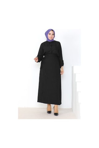 Bestenur Gömlek Etek Keten İkili Takım 1036 - Siyah