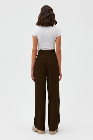 Açelyaokcu Premium Lowry Wide Leg Palazzo Dokuma Pantolon Kahverengi