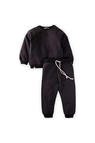 Cigit Basic Karyoka Detaylı Sweatshirt Takım 3-8 Yaş Siyah Siyah