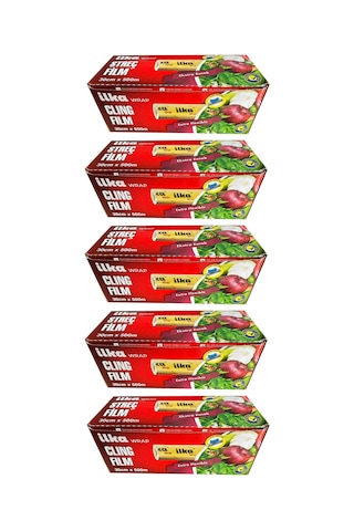 İlka Şeffaf Mutfak Rulo Streç Film Folyo - 30 Cm. X 500 Metre - Gıdaya Uygun - 5 Paket