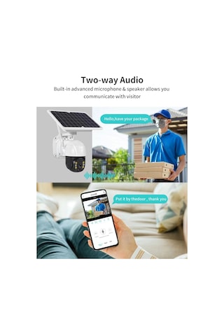 Wifi Uygulamalı Gece Görüşlü Solar Güneş Enerjili Kamera Akıllı Dış Mekan Güvenlik Kamerası