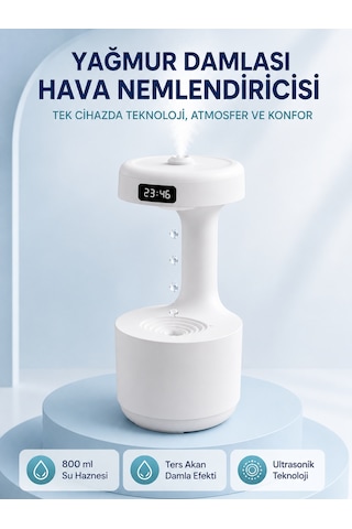 Anti Yerçekimi Su Damlası Hava Nemlendirici 800 Ml Ultrasonik Aroma Difüzör Sarı