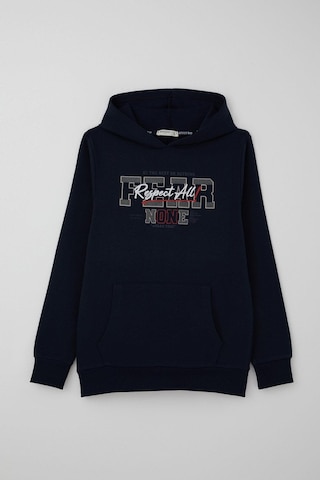 Breeze Erkek Çocuk Sweatshirt Kapüşonlu Yazı Baskılı Kanguru Cepli 9-14 Yaş, Lacivert Lacivert