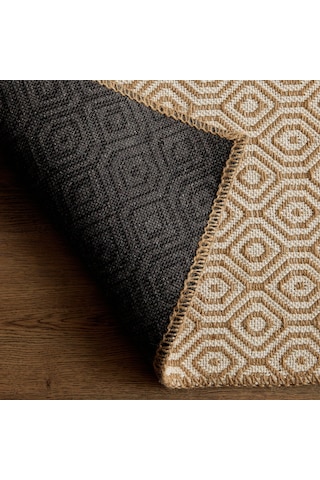 Ocean Home Textile Ekru Renk Karo Desenli Jüt Halı Kilim 160 X 230 Cm