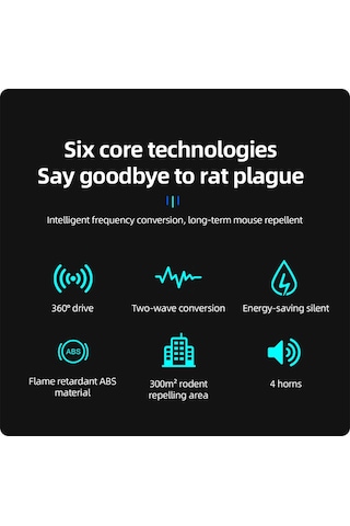 Hallow 4'ü 1 Arada 360 Derece Elektronik Ultrasonik Kemirgen Kovucu Siyah