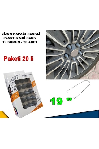 Sivri Mermi Tip Bijon Kapağı Plastik Gri Renk 19 Mm Bijon Uyumlu 20 Adet