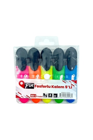 Pin Fosforlu Kalem 800 5 Renk Set Blisterli 800-5 Çok Renkli
