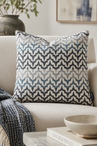 Fuly Consept Mavi Gri Rhythmweave Chevron Desenli Dekoratif Kırlent Kılıfı