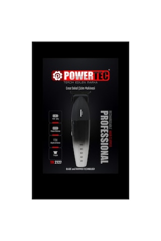 Powertec TR-2727 Black Profesyonel Type-C Şarjlı Sakal Ense Çizim Tıraş Makinesi