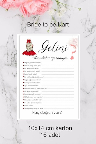 Gelini Kim Daha Iyi Tanıyor Bekarlığa Veda Soru Kartları 16 Adet