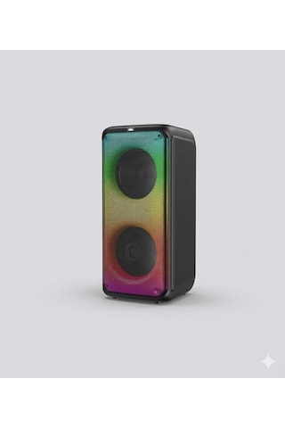 1908 Çift 8'' Bluetooth Karaoke Hoparlör -çift Kablosuz Mikrofonlu Kumandali Full Rgb İşikli Speaker Usb/aux/tf