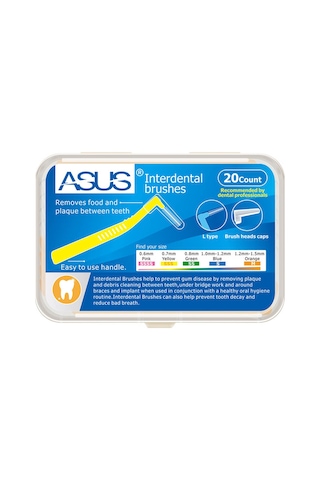 Wezone L Şekilli Diş Arası Fırçası - 20'li Paket, Hassas Diş Eti Temizliği İçin 0.6mm Pembe Fırça