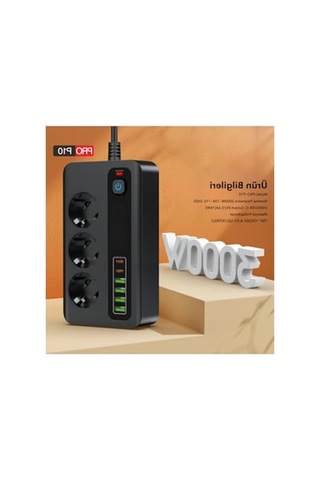 Akım Korumalı 3000w Çoklu Priz, Hızlı Şarj Destekli
