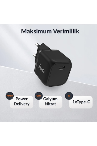 Juo G201C 20 W GaN USB-C iPhone & iPad & Android Uyumlu PD QC4.0 Type-C Hızlı Şarj Cihazı