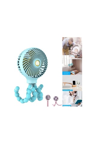 Cbtx Ahtapot Deforme Karikatür Katlanır Usb Şarj Edilebilir Mini El Fanı Mavi