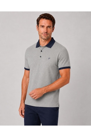 Efor Comfort Fit Rahat Kalıp %100 Pamuk Kıvrılmaz Yaka Bej Lacivert Polo Yaka Tişört Ts 931 Bej-lacivert