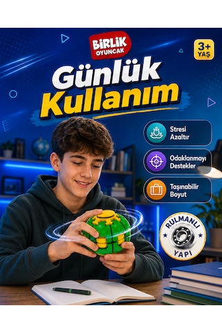 Stres Topu Press & Spin Basınca Dönen Fidget Spinner Oyuncak 3+ Yaş Yeşil