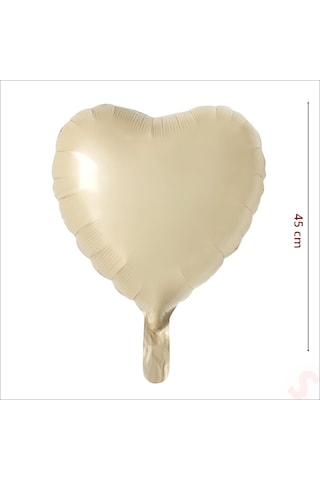 Kalp Folyo Balon, 45cm - Bej
