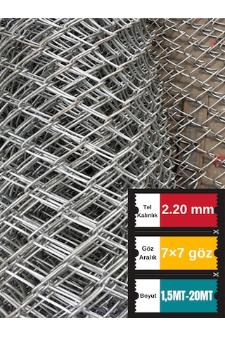 7 7cm Göz 2.20mm- 1,5mt -20mt Galvanizli Helezon Bahçe Çit Tel Örgü Çelik