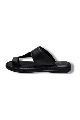 Cakgo 120-26 Hakiki Deri Ultra Soft Parmak Arası Anatomik Erkek Terlik 40-47 Siyah