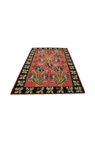 Zehra Abla Halı El Dokuma 6m2 Güllü Çiçekli Kirmen Karabağ Yün Kilim 5621