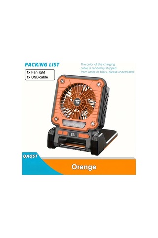 Dashanshop 1 Adet Taşınabilir Güneş Enerjili Şarj Edilebilir Turuncu Usb Fan Led Akıllı Tavan Fanı Kamp Ev Ofis İçin Kablosuz Masa Fanı