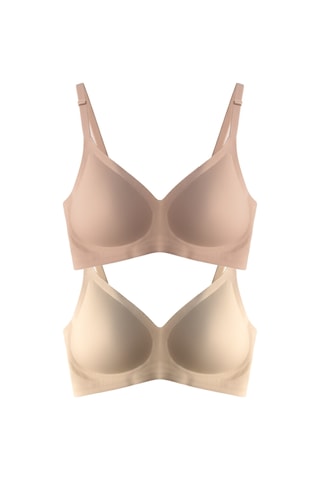 Cottonhill Seamless Bra - Soft Lazer Kesim Balensiz Ayarlanabilir Askılı Dikişsiz Kadın Sütyen 2'li Paket-3 Çok Renkli