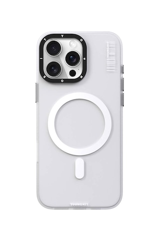 Apple Uyumlu iPhone 16 Pro Max Uyumlu Kılıf Magsafe Şarj Özellikli Youngkit Hidden Sand Serisi Kapak Beyaz