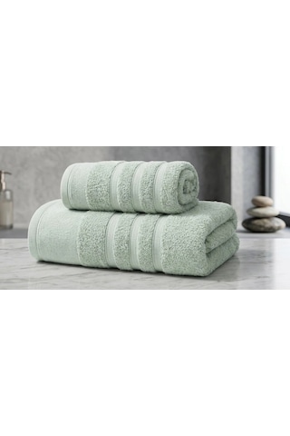 Ayla %100 Pamuklu 2 Parça Ultra Emici Konfor Banyo Havlu Seti Yeşil