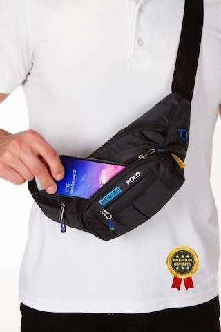 Siyah Su Geçirmez Kulaklık Çıkışlı Omuz Ve Bel Çantası Siyah