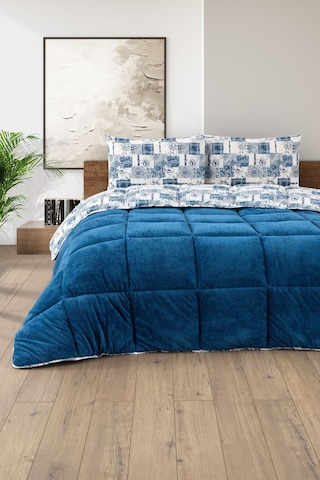 Battal Wellsoft Yorgan Çift Taraflı Yastık Kılıflı 215x235 Cm Mavi