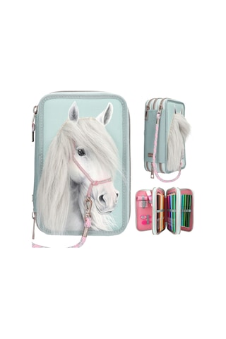 Miss Melody 3 Katlı İçi Dolu Kalem Çantası Horse Head Application 13692 Çok Renkli