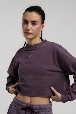 Everlast Bronx 1910 Oversize Mor Crop Uzun Kollu Kadın Tişört Mor