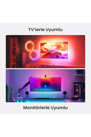 Nanoleaf 4d Akıllı Tv Arkası Led Şerit Aydınlatma Başlangıç Paketi App Kontrollü 4m Maks 65inç,googl RGB