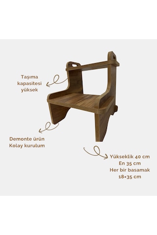 Basamaklı Ahşap Tabure Banyo Wc Mutfak Merdiveni Yükseltici Montessori Eğitim Uygun