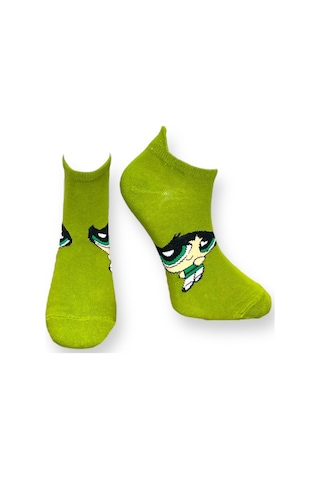 3'lü Unısex Çizgi Film Karakterli Esnek Nem Alabilen Pamuklu Spor Patik Çoraplar Çok Renkli