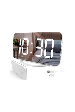 Techtic Alarmlı Termamotre Aynalı Çift USB Masa Saati