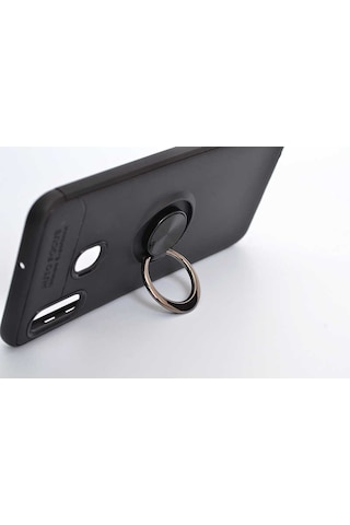 Samsung Uyumlu Galaxy A30 Kılıf Zore Ravel Silikon Kapak Siyah-Kırmızı