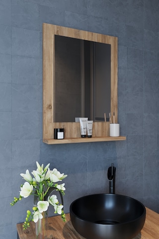 Makbulce Safir Raflı Dresuar Banyo Aynası 60 x 45 Atlantik Çam
